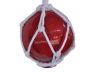 Red Japanese Glass Ball Fishing Float With White Netting Decoration 6 - 3