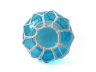 Light Blue Japanese Glass Fishing Float Bowl with Decorative White Fish Netting 8 - 2