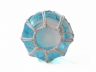 Light Blue Japanese Glass Fishing Float Bowl with Decorative White Fish Netting 6 - 1