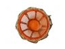 Orange Japanese Glass Fishing Float Bowl with Decorative Brown Fish Netting 6 - 1