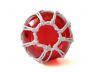 Red Japanese Glass Fishing Float Bowl with Decorative White Fish Netting 6 - 1