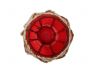 Red Japanese Glass Fishing Float Bowl with Decorative Brown Fish Netting 6 - 2