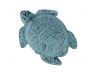 Dark Blue Whitewashed Cast Iron Decorative Turtle Paperweight 4 - 1