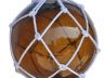 Amber Japanese Glass Ball Fishing Float With White Netting Decoration 12 - 1