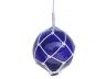 Blue Japanese Glass Ball Fishing Float With White Netting Decoration 12 - 1