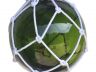 Green Japanese Glass Ball Fishing Float With White Netting Decoration 12 - 1