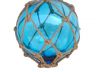 Light Blue Japanese Glass Ball Fishing Float With Brown Netting Decoration 12 - 3