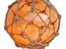 Orange Japanese Glass Ball Fishing Float With Brown Netting Decoration 12 - 2