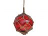 Red Japanese Glass Ball Fishing Float With Brown Netting Decoration 12 - 3