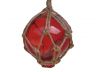 Red Japanese Glass Ball Fishing Float With Brown Netting Decoration 3 - 6
