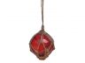 Red Japanese Glass Ball Fishing Float With Brown Netting Decoration 3 - 7