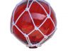 Red Japanese Glass Ball Fishing Float With White Netting Decoration 12 - 1