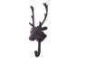 Cast Iron Reindeer Head Decorative Metal Wall Hooks 9.5 - 2