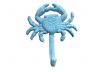 Rustic Light Blue Whitewashed Cast Iron Wall Mounted Crab Hook 5 - 2