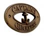 Antique Brass Captains Quarters Oval Sign with Anchor 8 - 1