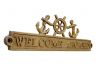 Antique Brass Welcome Aboard Sign with Ship Wheel and Anchors 12 - 1