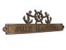 Antique Brass Ship Happens Sign with Ship Wheel and Anchors 12 - 1