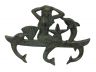 Antique Seaworn Bronze Cast Iron Wall Mounted Mermaid with Dolphin Hooks 9 - 1