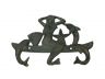 Antique Seaworn Bronze Cast Iron Wall Mounted Mermaid with Dolphin Hooks 9 - 4