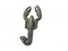 Antique Seaworn Bronze Cast Iron Wall Mounted Lobster Hook 5 - 2