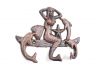 Rustic Copper Cast Iron Wall Mounted Mermaid with Dolphin Hooks 9 - 1