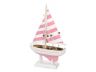 Wooden Pretty in Pink Model Sailboat Christmas Tree Ornament - 4