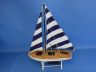 Wooden It Floats 21 - Rustic Blue Striped Floating Sailboat Model - 5