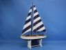 Wooden It Floats 21 - Rustic Blue Striped Floating Sailboat Model - 3
