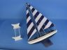 Wooden It Floats 21 - Rustic Blue Striped Floating Sailboat Model - 1