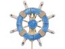 Rustic Light Blue and White Decorative Ship Wheel With Hook 8 - 4