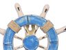 Rustic Light Blue and White Decorative Ship Wheel With Hook 8 - 1