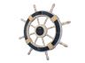 Rustic Dark Blue and White Decorative Ship Wheel 24 - 2