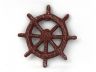 Red Whitewashed Cast Iron Ship Wheel Bottle Opener 3.75 - 2