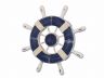 Rustic Dark Blue and White Decorative Ship Wheel 9 - 2