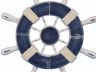 Rustic Dark Blue and White Decorative Ship Wheel 9 - 4
