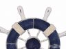 Rustic Dark Blue and White Decorative Ship Wheel 9 - 3