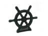 Seaworn Blue Cast Iron Ship Wheel Door Stopper 9 - 2