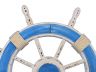 Rustic Light Blue and White Decorative Ship Wheel 24 - 3