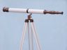 Floor Standing Antique Copper With White Leather Galileo Telescope 65 - 3