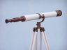 Floor Standing Antique Copper With White Leather Galileo Telescope 65 - 5