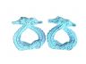 Rustic Dark Blue Whitewashed Cast Iron Seahorse Napkin Ring 3 - Set of 2 - 1
