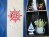 Red Decorative Ship Wheel With Sailboat 12 - 2