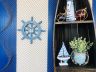 Rustic All Light Blue Decorative Ship Wheel With Sailboat 12 - 2