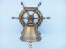 Antique Brass Hanging Ship Wheel Bell 7 - 1