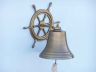 Antique Brass Hanging Ship Wheel Bell 8 - 2