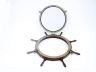 Deluxe Class Wood and Antique Brass Ship Wheel Porthole Mirror 36 - 4