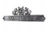 Antique Silver Cast Iron Seas the Day Sign with Ship Wheel and Anchors 9 - 2