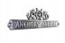 Antique Silver Cast Iron Anchors Aweigh Sign with Ship Wheel and Anchors 9 - 1