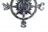 Antique Silver Cast Iron Large Decorative Rose Compass 19  - 2