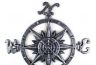 Antique Silver Cast Iron Large Decorative Rose Compass 19  - 1